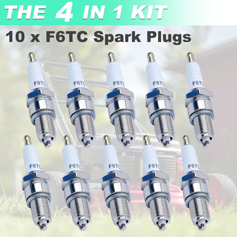 Adefol F6TC Spark Plugs for Honda GX160 GCV160 GX100 GX120 GX200 GX240 GX270 GX340 GX390 Series Lawnmower Engine Sparkplug， F6TC Spark Plug for NGK BP6ES and for Champion N9YC, (10 Pack F6TC Spark Plug) - Image 5
